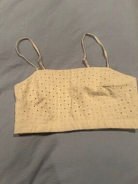 Banana Republic Cream Eyelet Cropped Tank Top